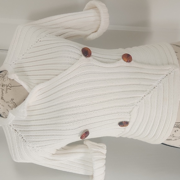 Gucci Cream Chunky Rib Knit Overlap Detail Cardigan S - Picture 11 of 12